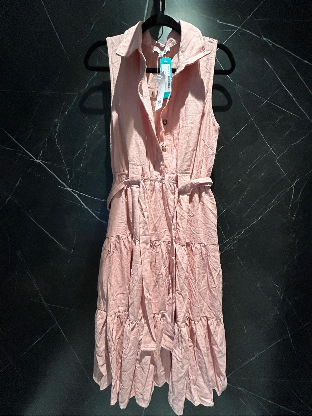Sleeveless Tiered Maxi Dress in Light Pink